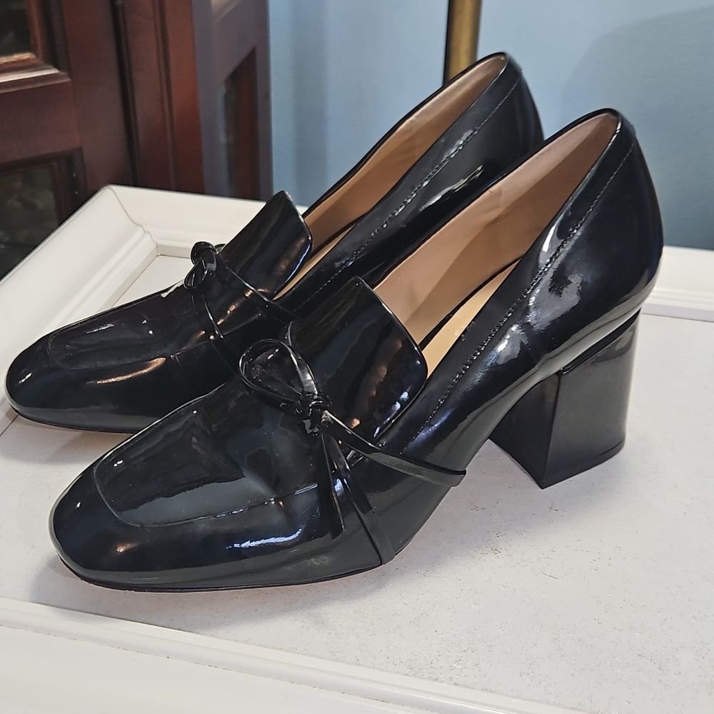 Antonio Melani Black Leather Women's Loafers Size 10M
